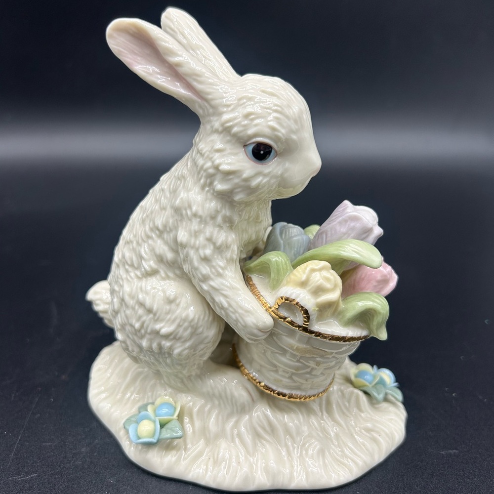 Lenox Rabbit with Basket Figurine